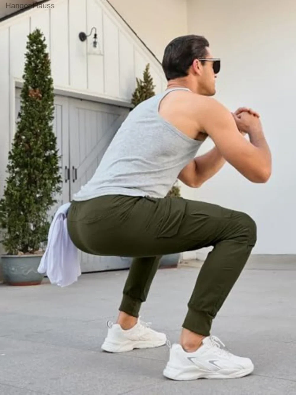 Men's Cargo Jogger Pants Stretch Sweatpants Slim Fit with Zipper Pockets - Picture 6 of 7